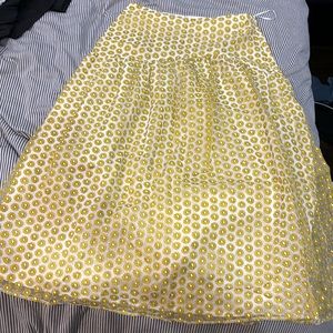 Topshop midi skirt with sunflower organza overlay size 6